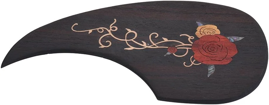 محافظ پیک گیتار چوبی، آبنوس برای گیتارهای آکوستیک 40 و 41 اینچی، طرح گل تزئینی، محافظت در برابر خراش، نصب آسان، ارتقاء شیک برای گیتار شما