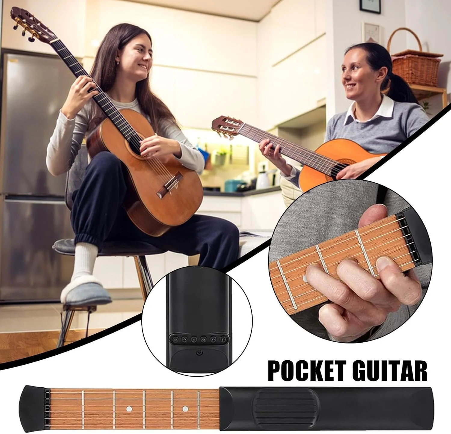 گیتار جیبی - ابزار تمرین گیتار، مربی گیتار قابل حمل، صفحه انگشت‌گذاری، تمرین آکورد برای مبتدیان، تجهیزات موسیقی برای صحنه، کلاس درس، رفت و آمد، مسافرت، گردهمایی خانوادگی