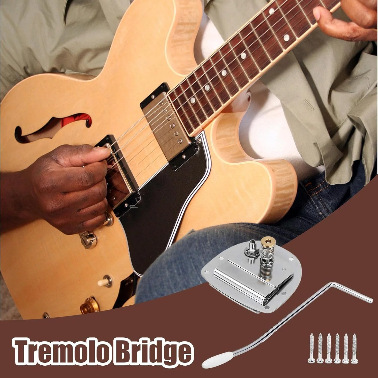 بریج ترمولو برای گیتار الکتریک | بریج گیتار الکتریک - جایگزینی از جنس آلیاژ روی برای بریج و قطعات آلات موسیقی قدیمی برای نوازندگان گیتار