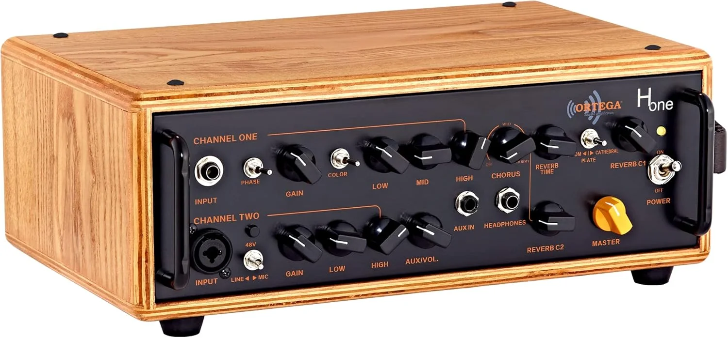 هد آمپلی‌فایر سری آمپلیفیکیشن گیتار ارتقا - تاپ‌دِیل گیتار آکوستیک - توان خروجی 100 وات - شامل کیف حمل - چوب زبان گنجشک، طبیعی (HONE)
