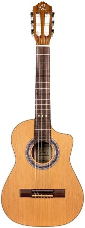 گیتار کنسرت ریکوئینتو Ortega Guitars - بدنه عمیق - سری Requinto - شامل کیف نرم - سدر یکپارچه Engelmann، Sapele، طبیعی (RQ39)