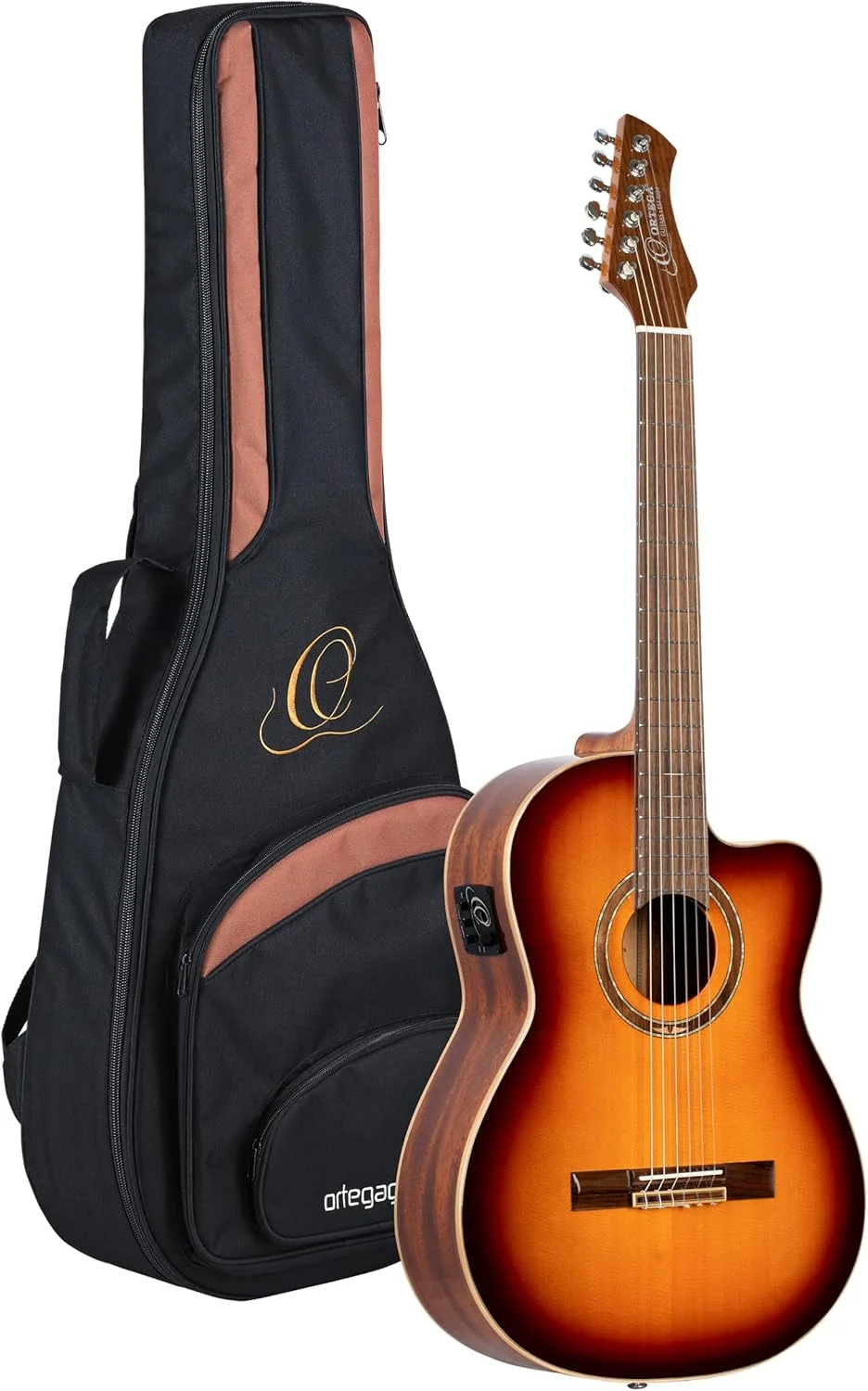 گیتار کنسرت الکترو آکوستیک ارتعا - 4/4، گردن باریک - سری پرفورمر - شامل کیف گیگ - صنوبر سیتکا یکپارچه، ماهون، چند رنگ براق (RCE238SN-FT)