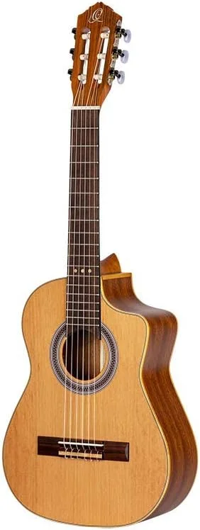 گیتار کنسرت ریکوئینتو Ortega Guitars - بدنه عمیق - سری Requinto - شامل کیف نرم - سدر یکپارچه Engelmann، Sapele، طبیعی (RQ39)