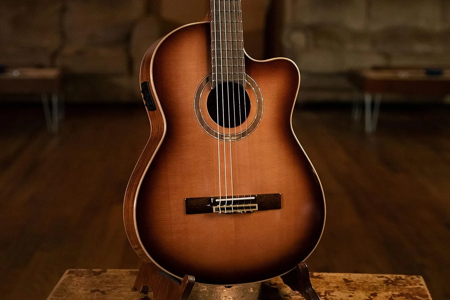 گیتار کنسرت الکترو آکوستیک ارتعا - 4/4، گردن باریک - سری پرفورمر - شامل کیف گیگ - صنوبر سیتکا یکپارچه، ماهون، چند رنگ براق (RCE238SN-FT)