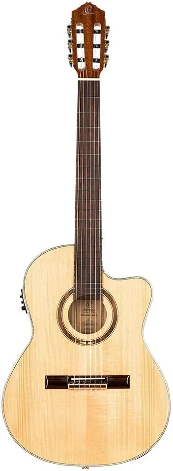 گیتار کنسرت الکترو آکوستیک ارتعا - 4/4، گردن باریک، بدنه باریک - سری پرفورمر - شامل کیف حمل - صنوبر سیتکا یکپارچه، ساپلی، طبیعی (RCE138-T4)