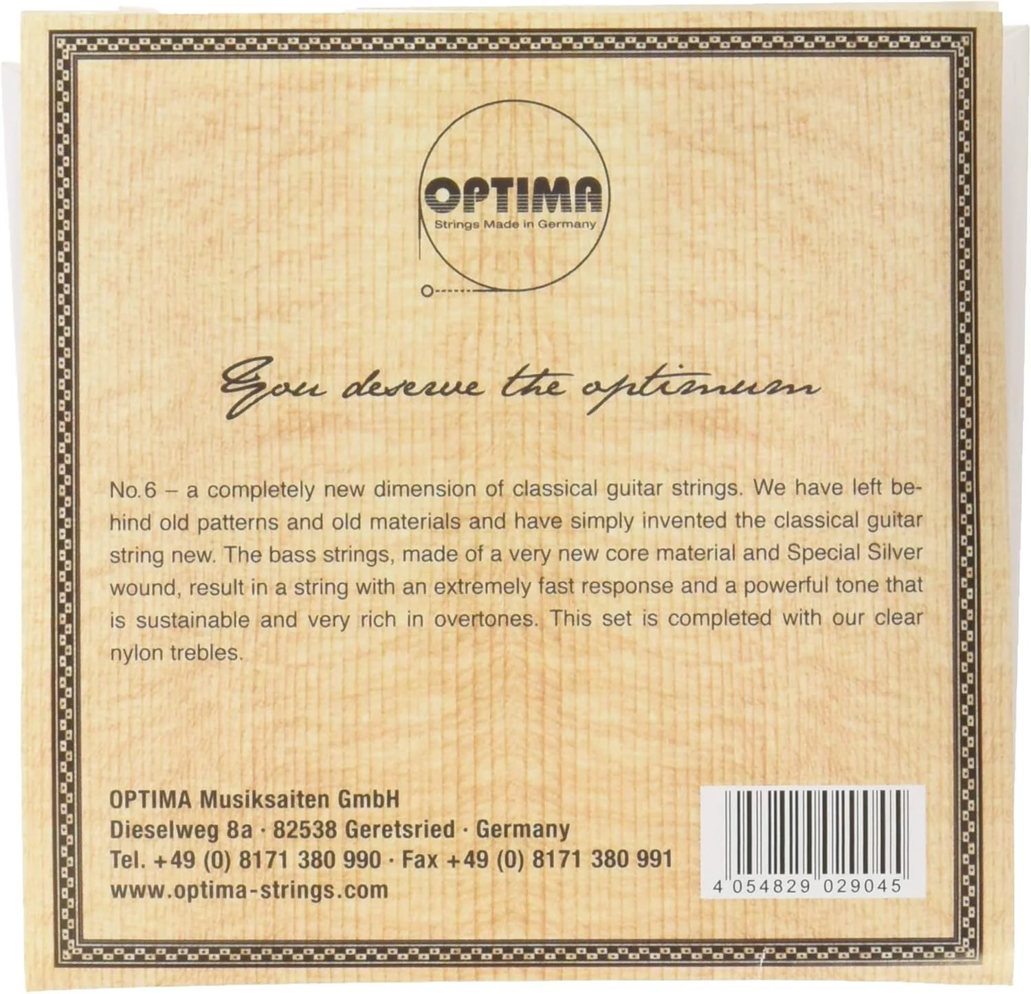 سیم گیتار کلاسیک اپتیما مدل NO6.SNHT - نقره ای ویژه - سیم های باس نقره ای با تریبل نایلونی - کشش سخت/بالا - پاسخ سریع - برای گیتار کلاسیک - ساخت آلمان