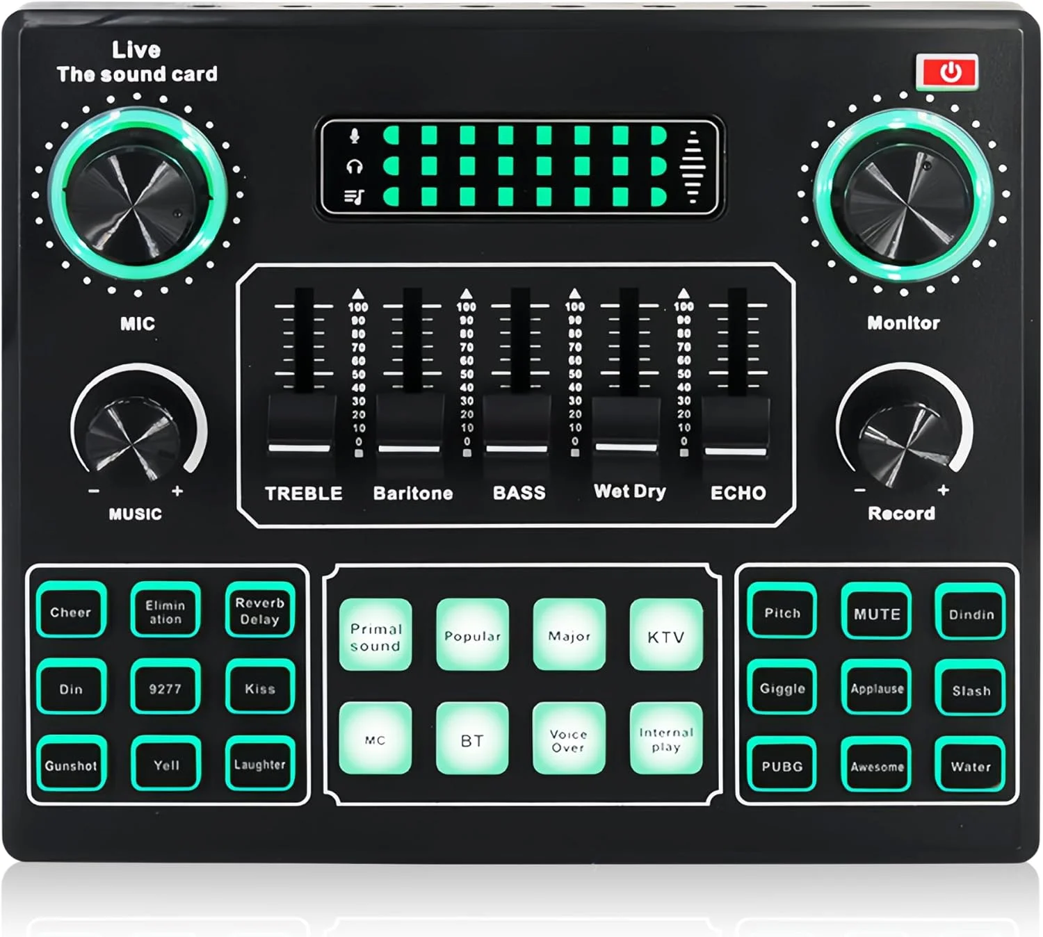 کارت صدای تغییر صدا Bewinner، میکسر صدای چهار کاناله با 12 جلوه صوتی، کارت صدای زنده برای میکسر DJ، ضبط استودیوی موسیقی، سازگار با تلفن همراه، کامپیوتر، PC