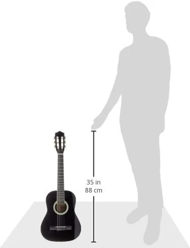 گیتار کلاسیک، 1/2 مشکی، مجموعه شروع (شامل کیف، پیک، کتاب با سی دی، تیونر)