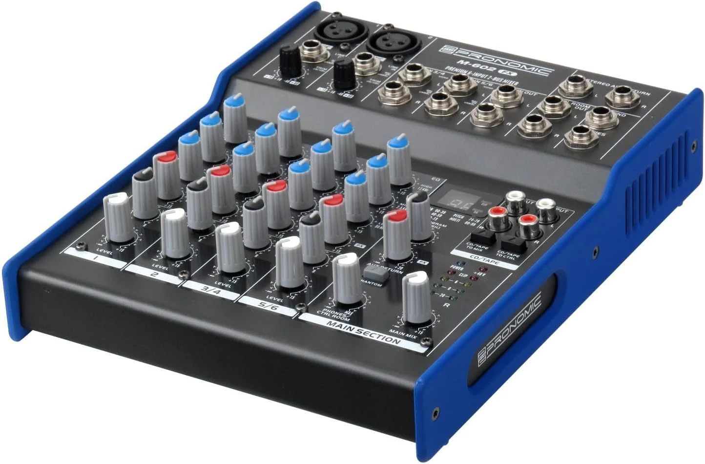 میکسر زنده/استودیویی پرونومیک M-602FX با پردازنده افکت دیجیتال 24 بیتی (2 کانال مونو XLR/جک، 2 کانال استریو، اکولایزر 3 باندی، فانتوم پاور 48 ولت)