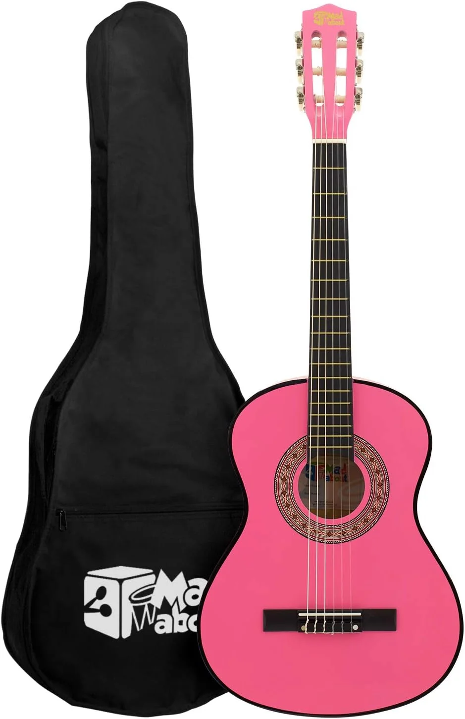 گیتار کلاسیک TIGER MA-CG09، سایز 1/2، صورتی، گیتار اسپانیایی رنگارنگ، به همراه کیف، بند، پیک و سیم های اضافی