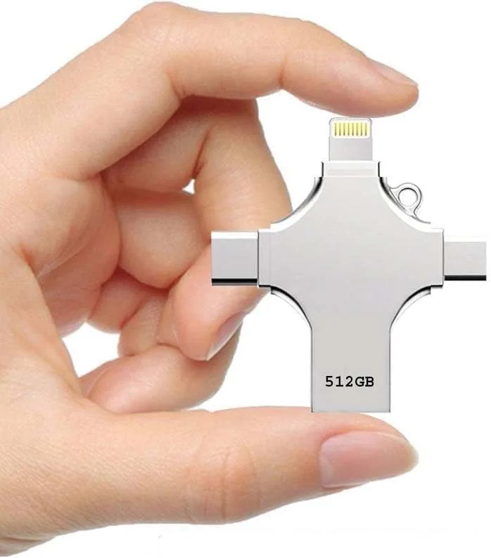فلش مموری 4 در 1، 512 گیگابایت USB 3.0، سازگار با آیفون، اندروید، آیپد، مک، کامپیوتر، دارای اتصالات متعدد فلش مموری 4 در 1، 512 گیگابایت USB 3.0، سازگار با آیفون، اندروید، آیپد، مک، کامپیوتر، دارای اتصالات متعدد
