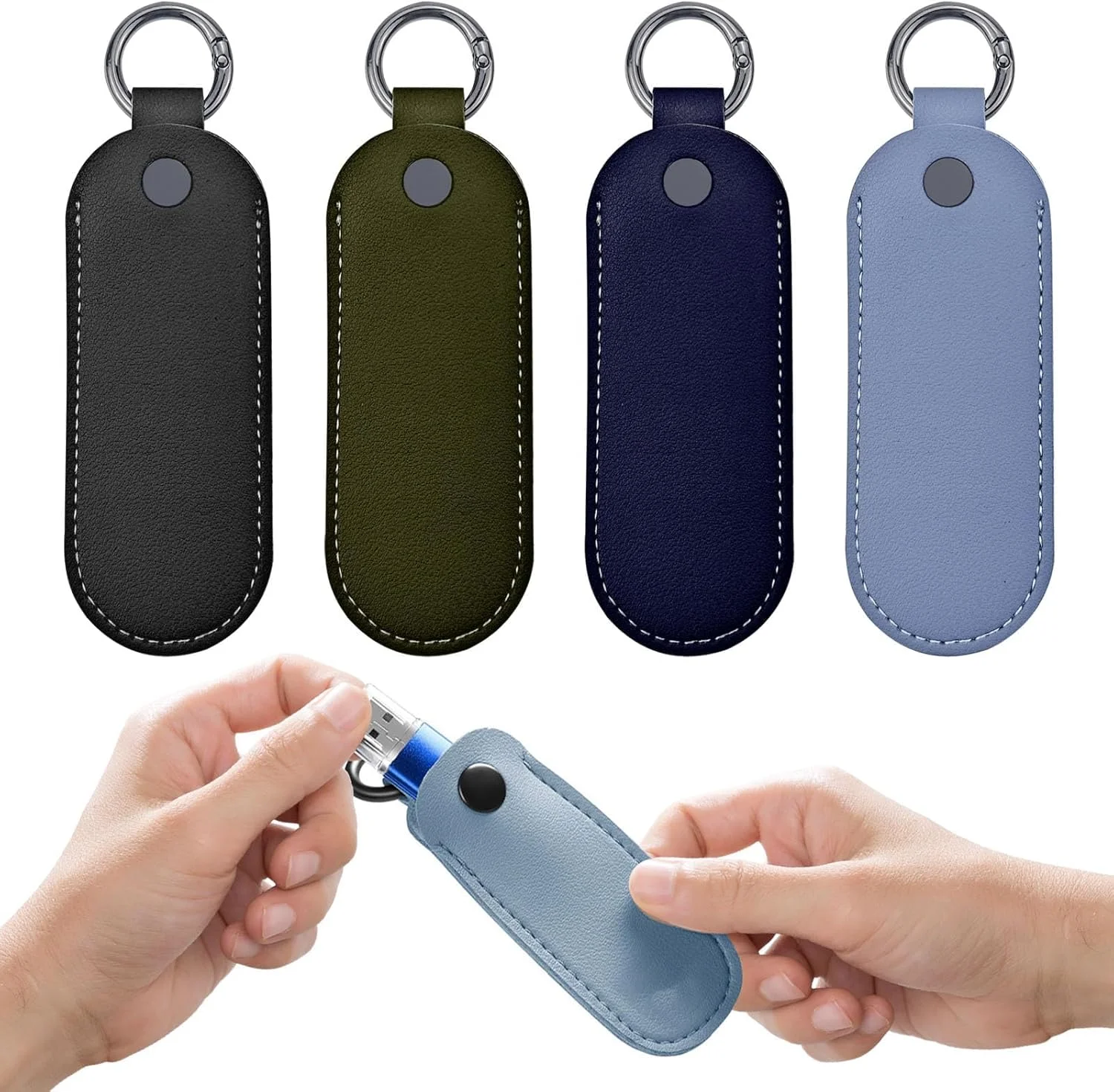 ست ۴ عددی کیف چرمی برای فلش مموری، جا کلیدی و کیف نگهداری فلش درایو، کاور محافظ فلش مموری ست ۴ عددی کیف چرمی برای فلش مموری، جا کلیدی و کیف نگهداری فلش درایو، کاور محافظ فلش مموری