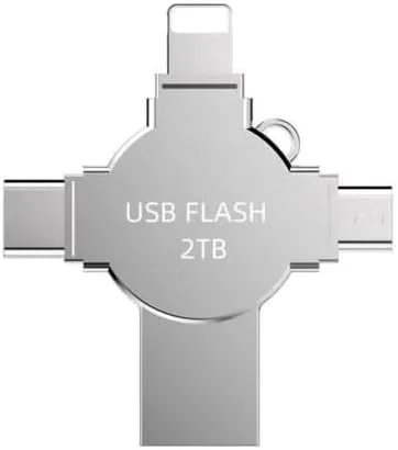 فلش مموری OTG با 4 پورت مختلف، حافظه اکسترنال برای آیفون، فلش درایو USB 3.0 برای آیپد، اندروید و کامپیوتر (2.0 ترابایت)