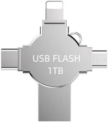 فلش مموری ۱ ترابایتی OTG 4 در 1 USB برای آیفون، فلش درایو حافظه خارجی USB 3.0 برای آیپد، اندروید، کامپیوتر (1.0 ترابایت)