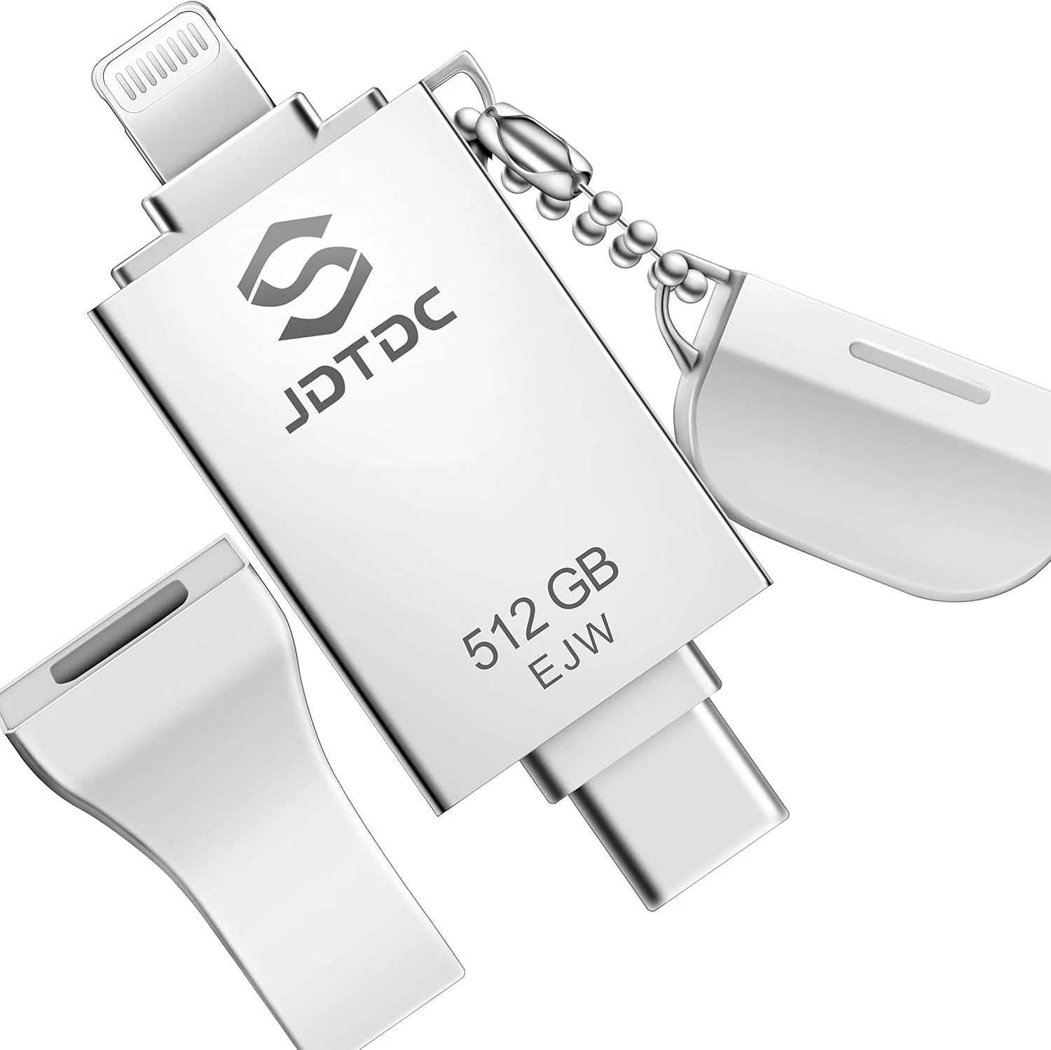 فلش مموری 512 گیگابایتی JSL JDTDC دارای گواهینامه MFi برای آیفون/آیپد/اندروید، USB 3.0، 3 در 1 (لایتنینگ، USB-C، USB-A)، پشتیبان گیری و انتقال