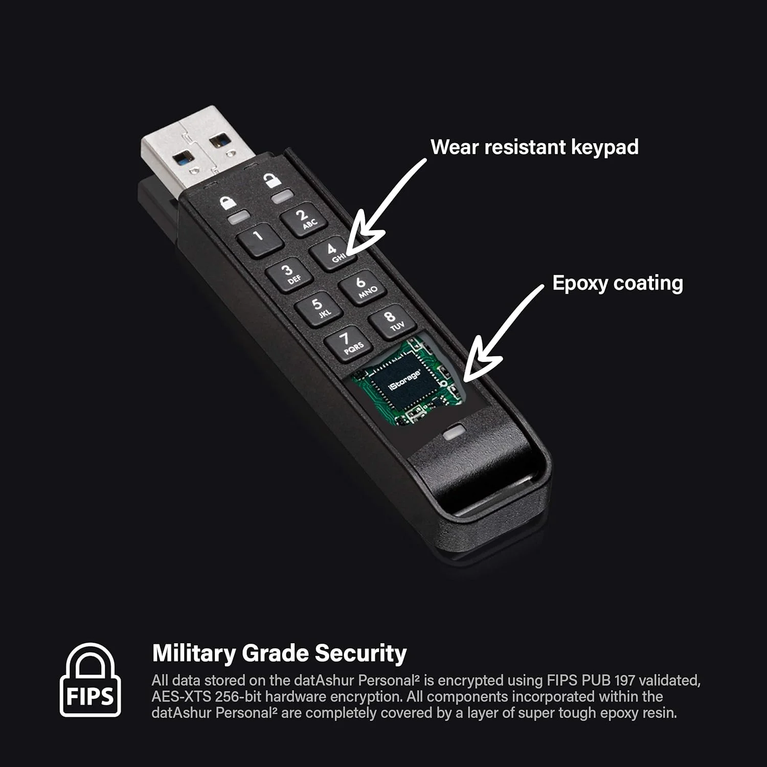 iStorage datAshur Personal2 8GB | فلش درایو امن | محافظت شده با رمز عبور | قابل حمل | رمزگذاری سخت افزاری استاندارد نظامی iStorage datAshur Personal2 8GB | فلش درایو امن | محافظت شده با رمز عبور | قابل حمل | رمزگذاری سخت افزاری استاندارد نظامی