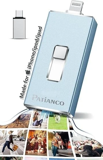 فلش درایو USB با کانکتور لایتنینگ Patianco، تایید شده توسط Apple MFi، ظرفیت 512 گیگابایت، USB 3.0، سرعت خواندن/نوشتن 100/625 مگابایت بر ثانیه، فلش مموری قابل حمل برای آیفون/آیپد/کامپیوتر، آبی فلش درایو USB با کانکتور لایتنینگ Patianco، تایید شده توسط Apple MFi، ظرفیت 512 گیگابایت، USB 3.0، سرعت خواندن/نوشتن 100/625 مگابایت بر ثانیه، فلش مموری قابل حمل برای آیفون/آیپد/کامپیوتر، آبی