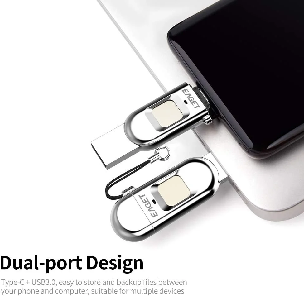 فلش مموری 64 گیگابایتی پپیسکی FU68 با پورت دوگانه Type-C USB3.0، رمزگذاری اثر انگشت فلزی، مناسب برای تلفن هوشمند، کامپیوتر و لپ تاپ