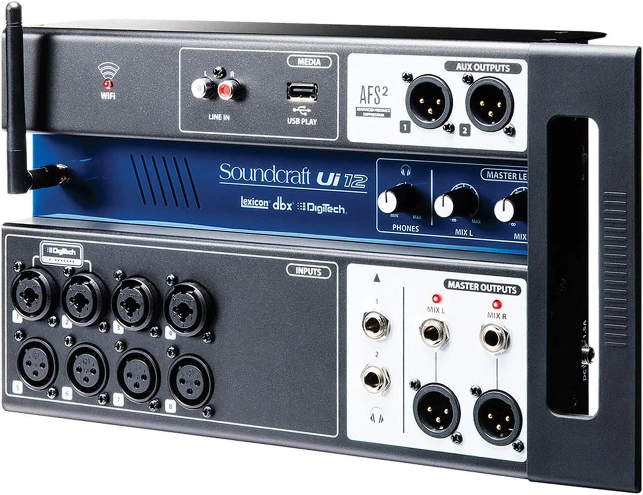 میکسر دیجیتال 12 کاناله Soundcraft Ui12 با کنترل از راه دور، مشکی کانال 12 12 کانال مشکی