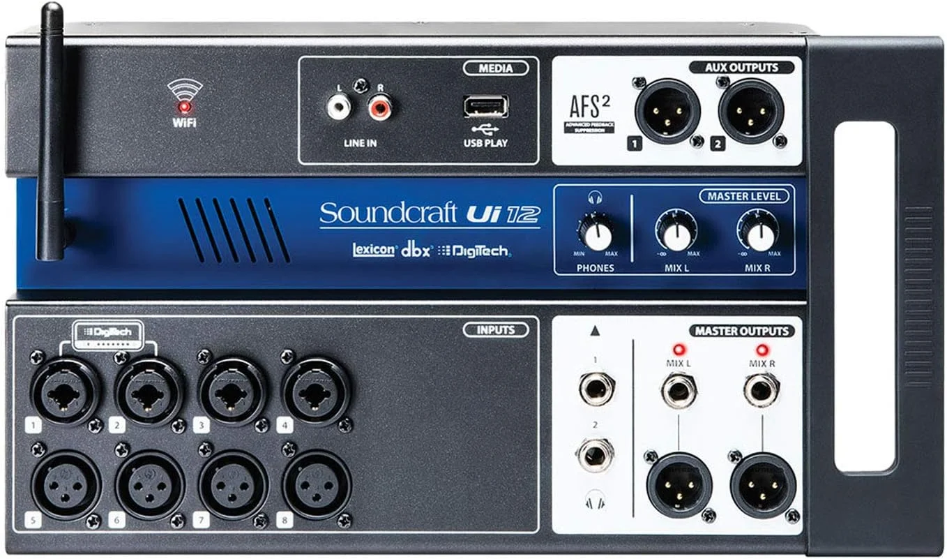 میکسر دیجیتال 12 کاناله Soundcraft Ui12 با کنترل از راه دور، مشکی کانال 12 12 کانال مشکی