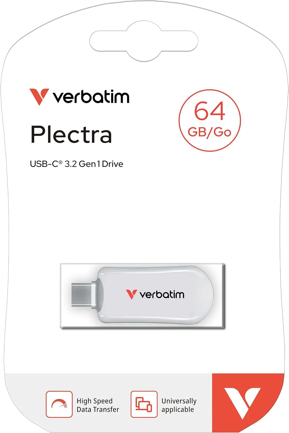 فلش مموری USB-C ورباتیم مدل Plectra با ظرفیت 64 گیگابایت USB3.2 Gen1 سرعت 100MB/s - سفید