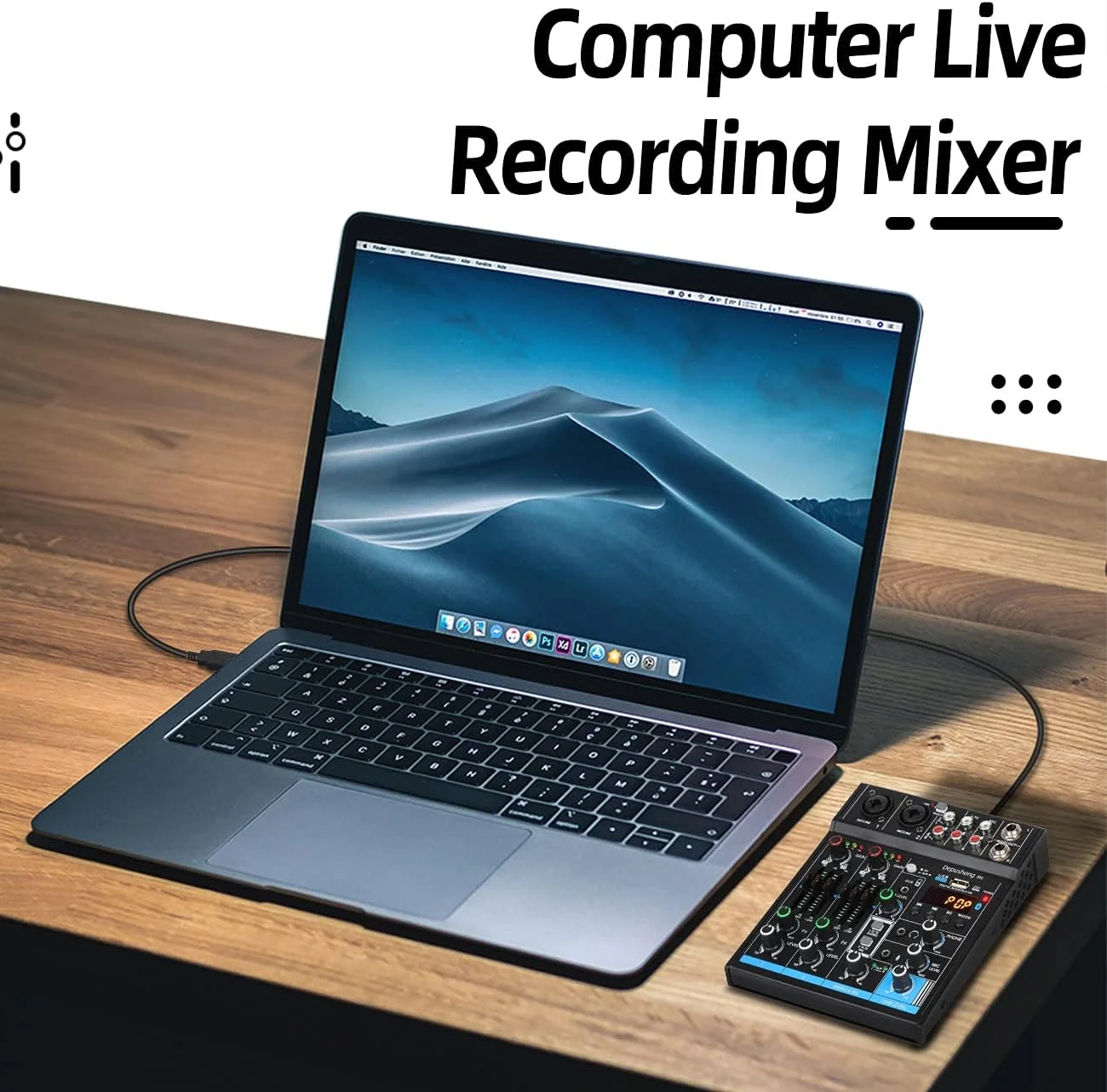 میکسر صوتی حرفه ای Depusheng M4، کنسول کارت صدا، رابط سیستم 4 کانال دیجیتال USB بلوتوث MP3 ورودی کامپیوتر فانتوم پاور 48 ولت استریو DJ استودیو استریم