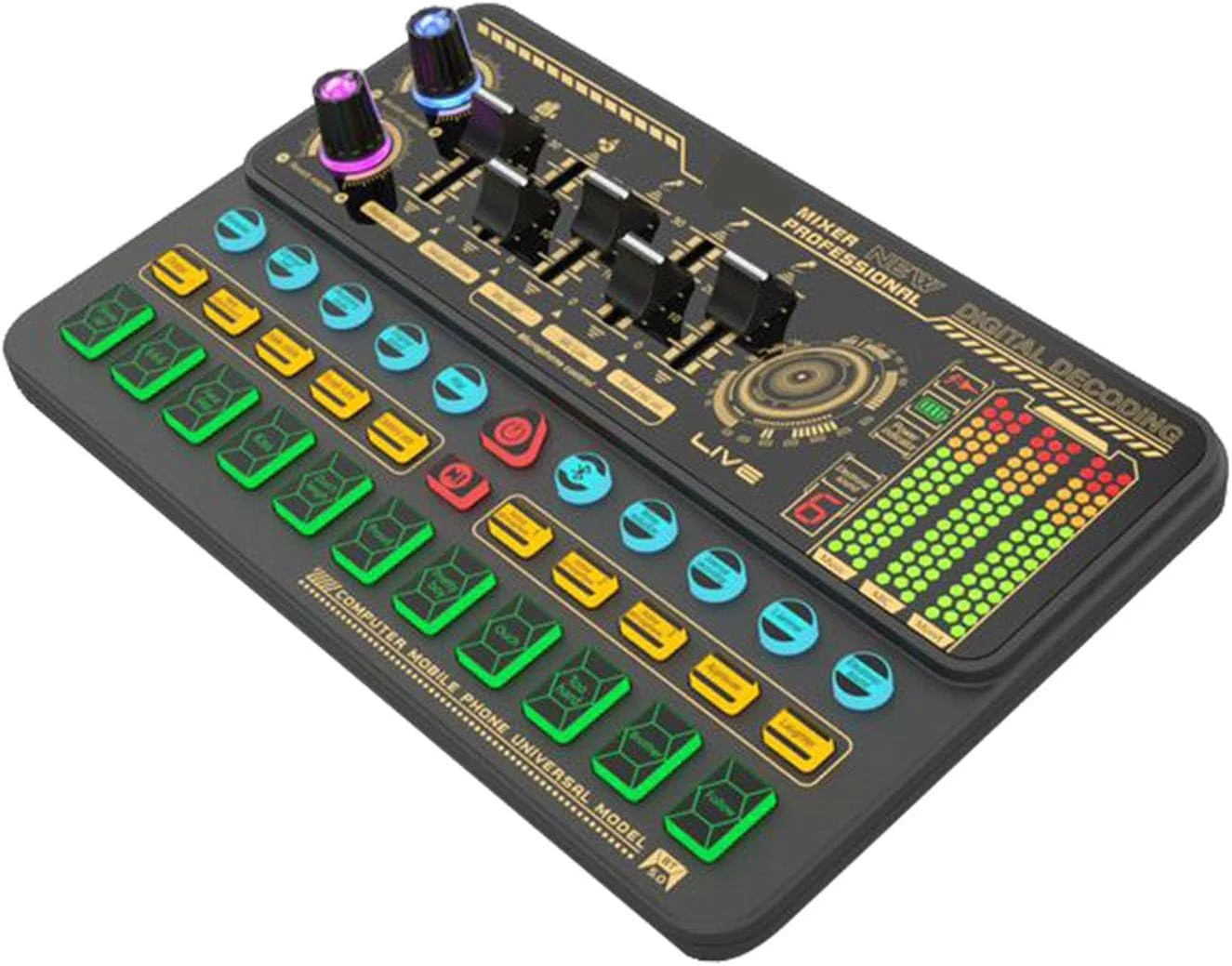 میکسر صدای زنده، مجموعه میکروفون آویز چند منظوره، تجهیزات پادکست، میکسر صدا (سفید و نقره ای)