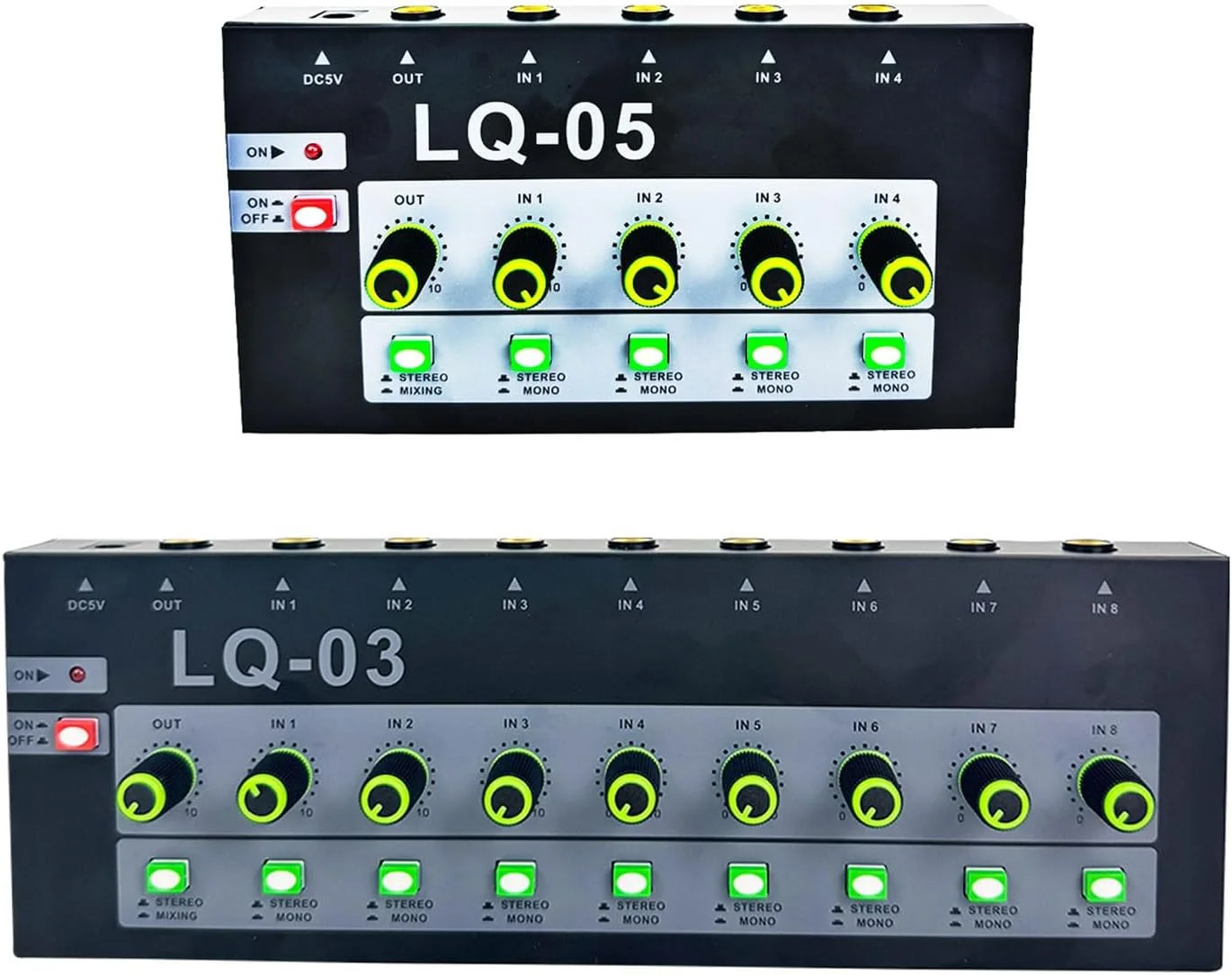 میکسر صدای 8 کاناله قابل حمل با بدنه فلزی و ورودی های 6.35 میلی متری برای پادکست، تولیدات موبایل و میکس شفاف