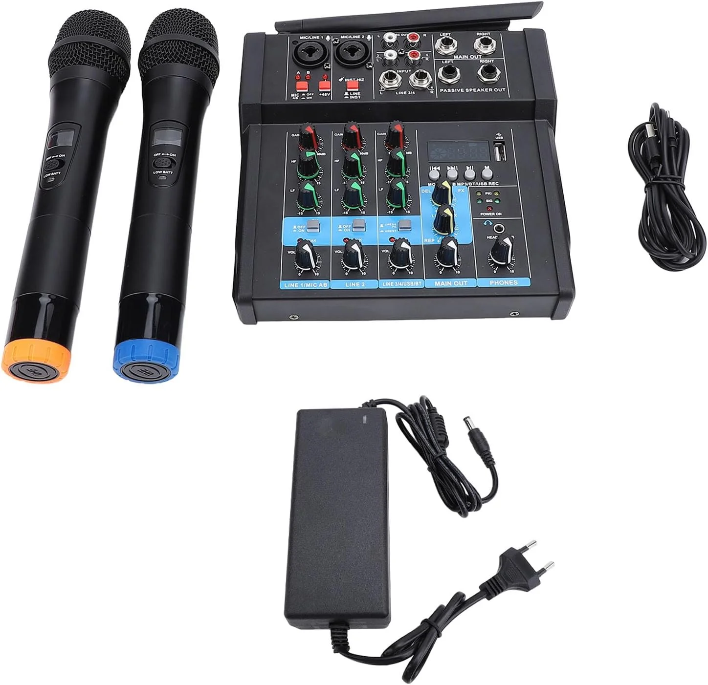 میکسر USB، میکروفون، BT، میکسر صدای کارائوکه، میکسر صوتی DJ پخش USB 6 کاناله برای ضبط زنده رایانه شخصی (SEAFRONTmn9afogkq1-12)