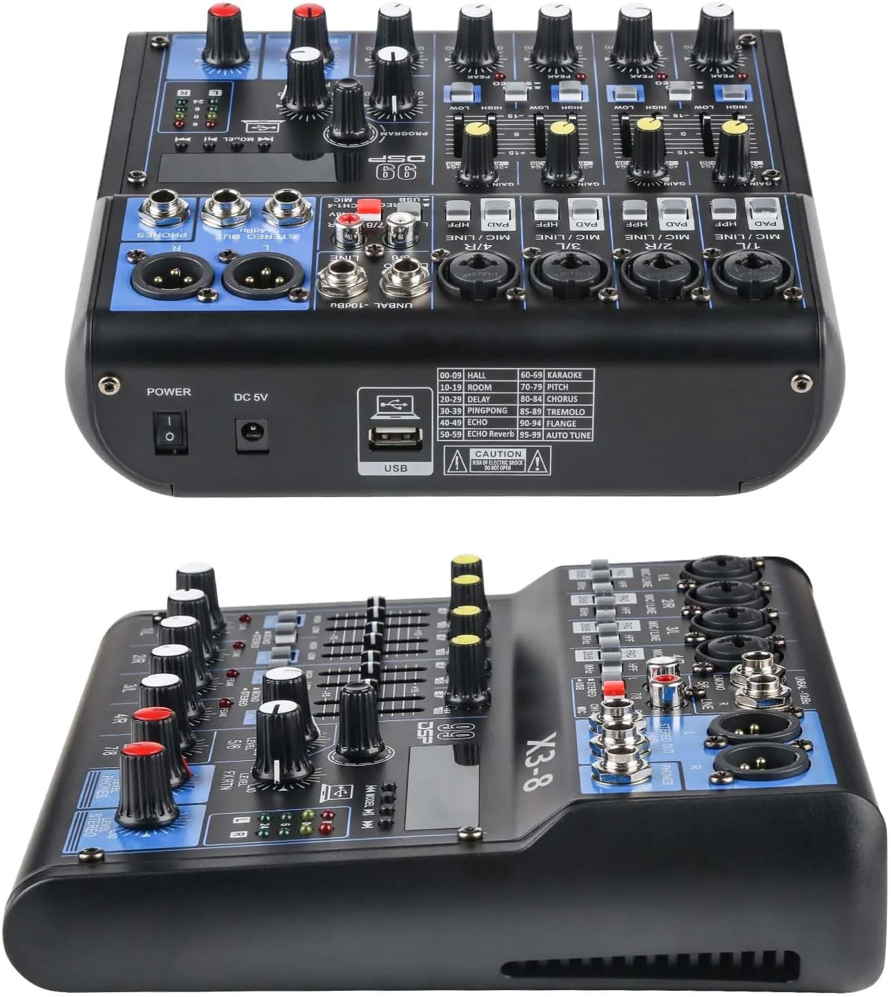 میکسر استریو دی‌جی ۸ کاناله با ۹۹ گزینه افکت DSP