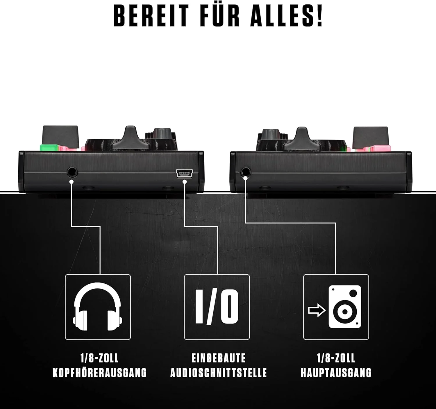 Numark DJ2GO2 Touch + رابط میکرو DMX SoundSwitch - کنترلر DJ USB دو دکه برای Serato DJ با میکسر/کراس فیدر + رابط USB به DMX با 3 ماه دسترسی رایگان به نرم افزار SoundSwitch