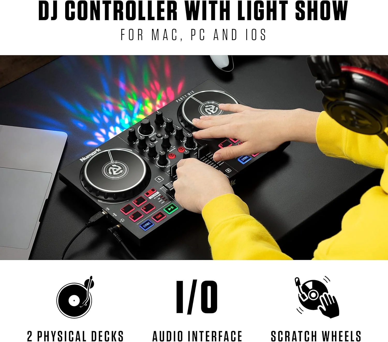 پلت DJ کنترلر Numark Party Mix II با 2 دک و هدست گیمینگ سیمی Logitech G432 پلت DJ کنترلر Numark Party Mix II با 2 دک و هدست گیمینگ سیمی Logitech G432