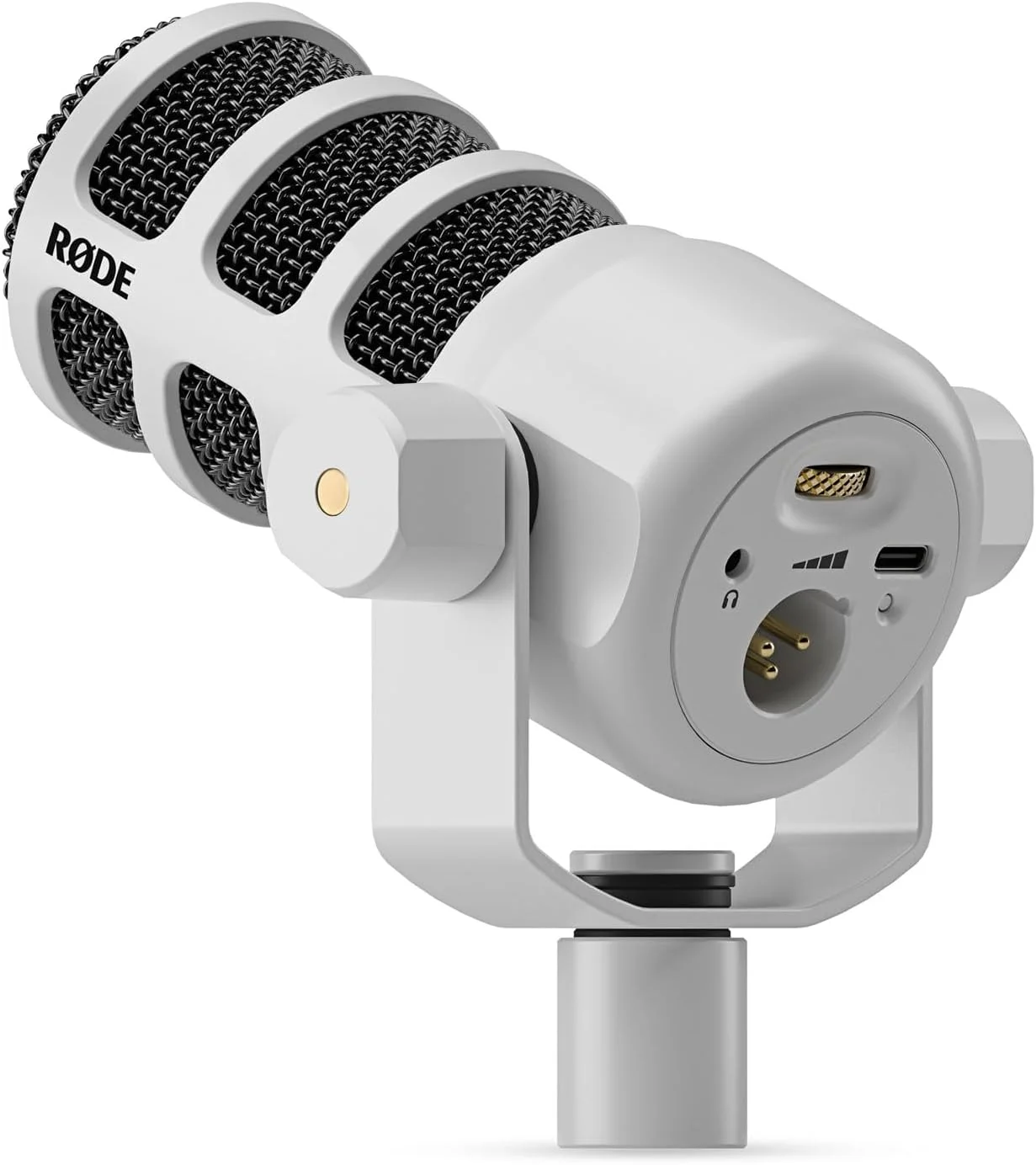 میکروفون سخنرانی داینامیک رُد Podmic USB XLR سفید با پایه رومیزی DS-2 و دستمال میکروفایبر keepdrum