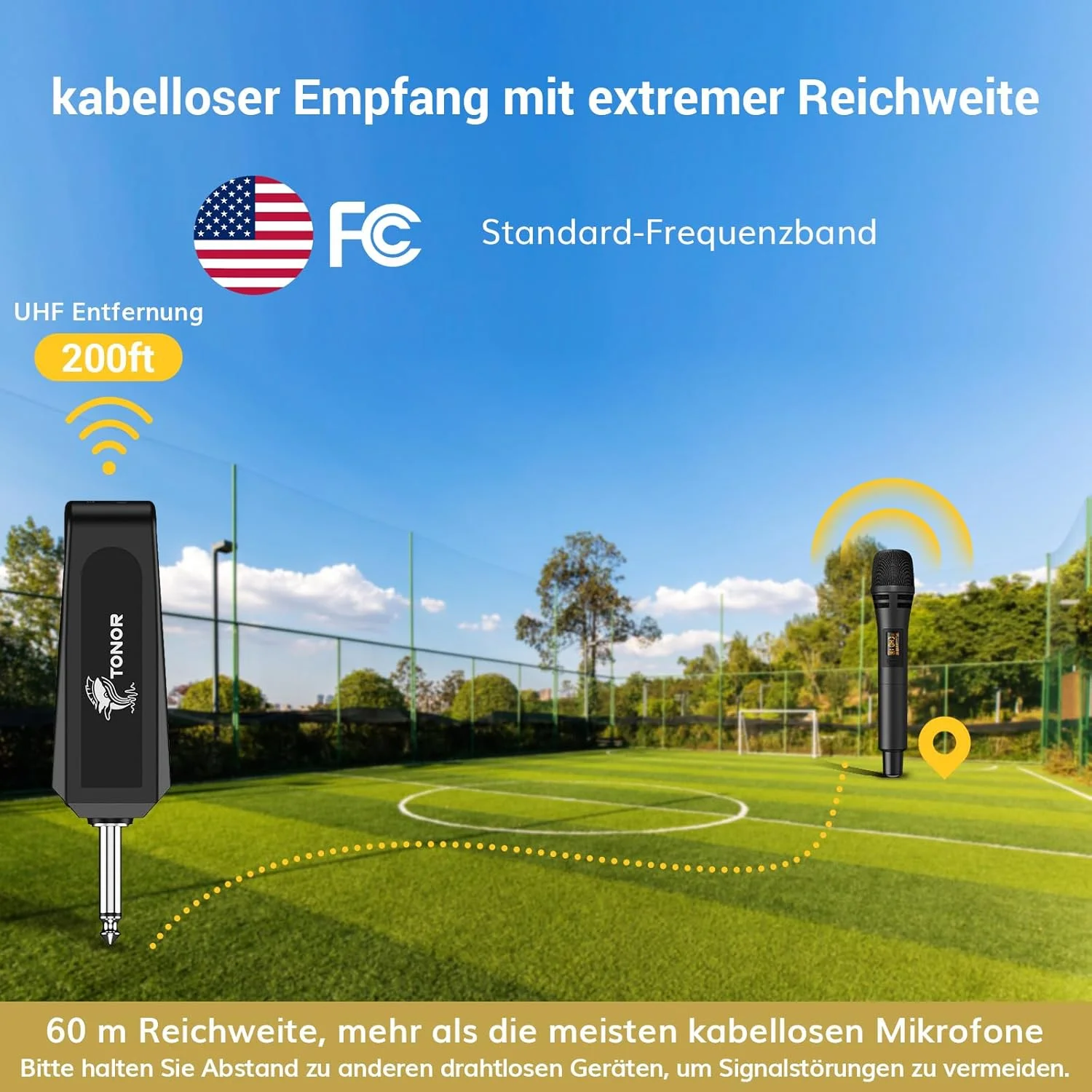 میکروفون بی سیم TONOR، میکروفون دستی بی سیم رادیویی، میکروفون دینامیک با گیرنده برای تقویت کننده PA، سیستم کارائوکه، عروسی، مهمانی، کنفرانس، سخنرانی TW320 مشکی