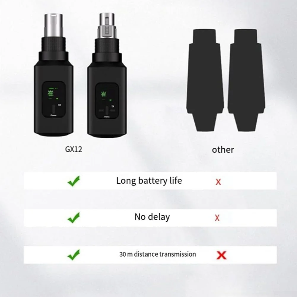 مبدل میکروفون بی سیم UHF، میکروفون خازنی، تبدیل میکروفون سیمی به بی سیم، مجموعه مبدل برای گیتار، میکروفون سیمی دینامیک (1 در 1)
