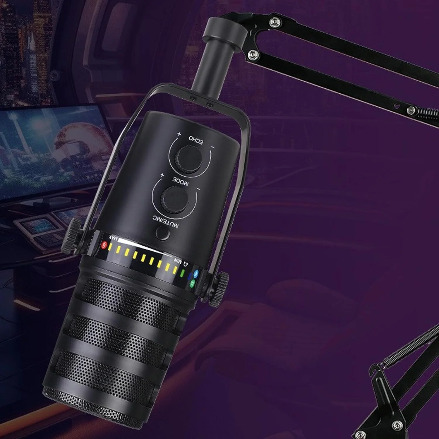 میکروفون داینامیک حرفه ای با الگوی قطبی کاردیوید، اتصال آسان USB-XLR با پایه برای ضبط زنده، کارائوکه و بازی میکروفون داینامیک حرفه ای با الگوی قطبی کاردیوید، اتصال آسان USB-XLR با پایه برای ضبط زنده، کارائوکه و بازی