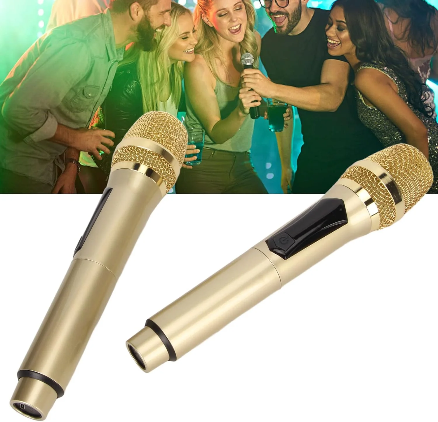 میکروفون دینامیک بی‌سیم Annadue، سیستم میکروفون دستی دوگانه بی‌سیم دینامیک با گیرنده، میکروفون کارائوکه قابل شارژ برای سخنرانی، عروسی، مهمانی، آواز و غیره