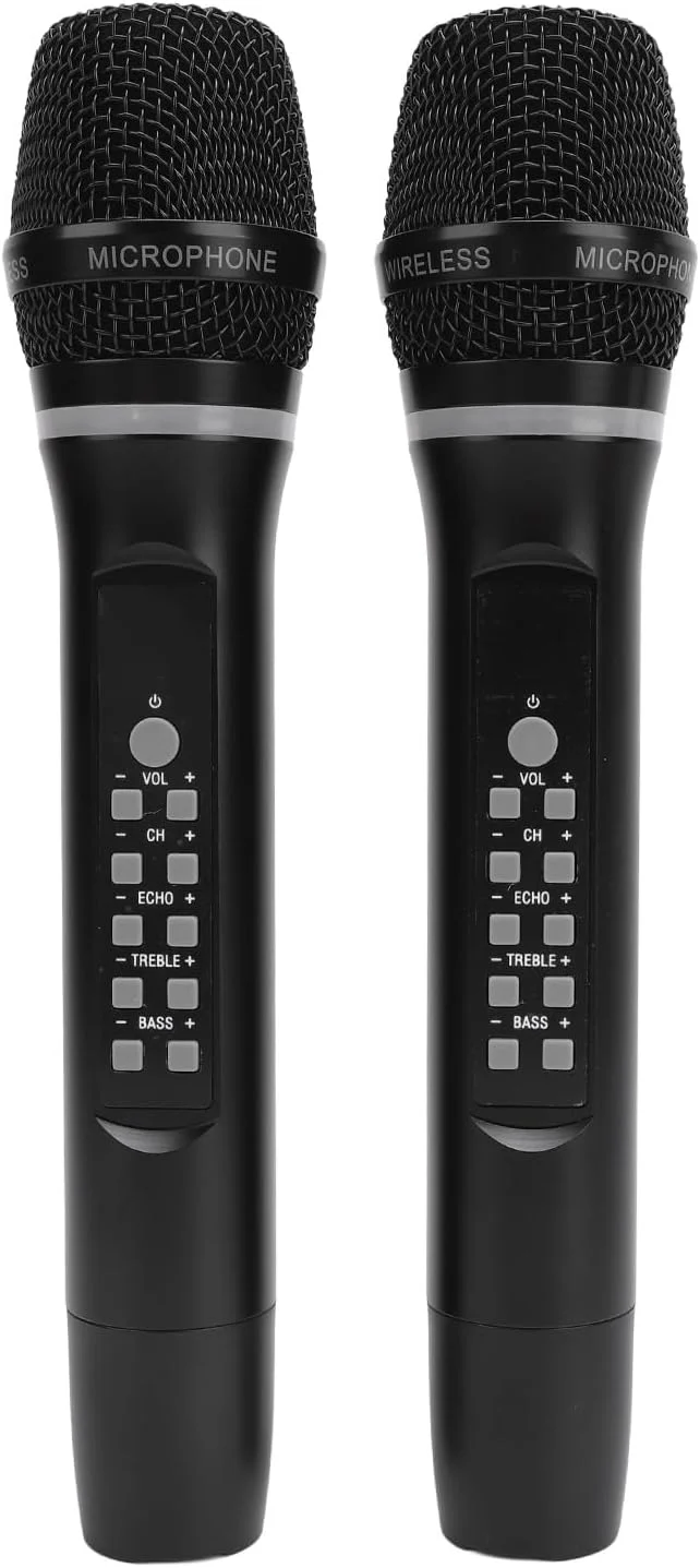 میکروفون بلوتوث بی سیم - میکروفون دینامیک حرفه ای با دو میکروفون دستی برای کارائوکه، جشن عروسی در خانه