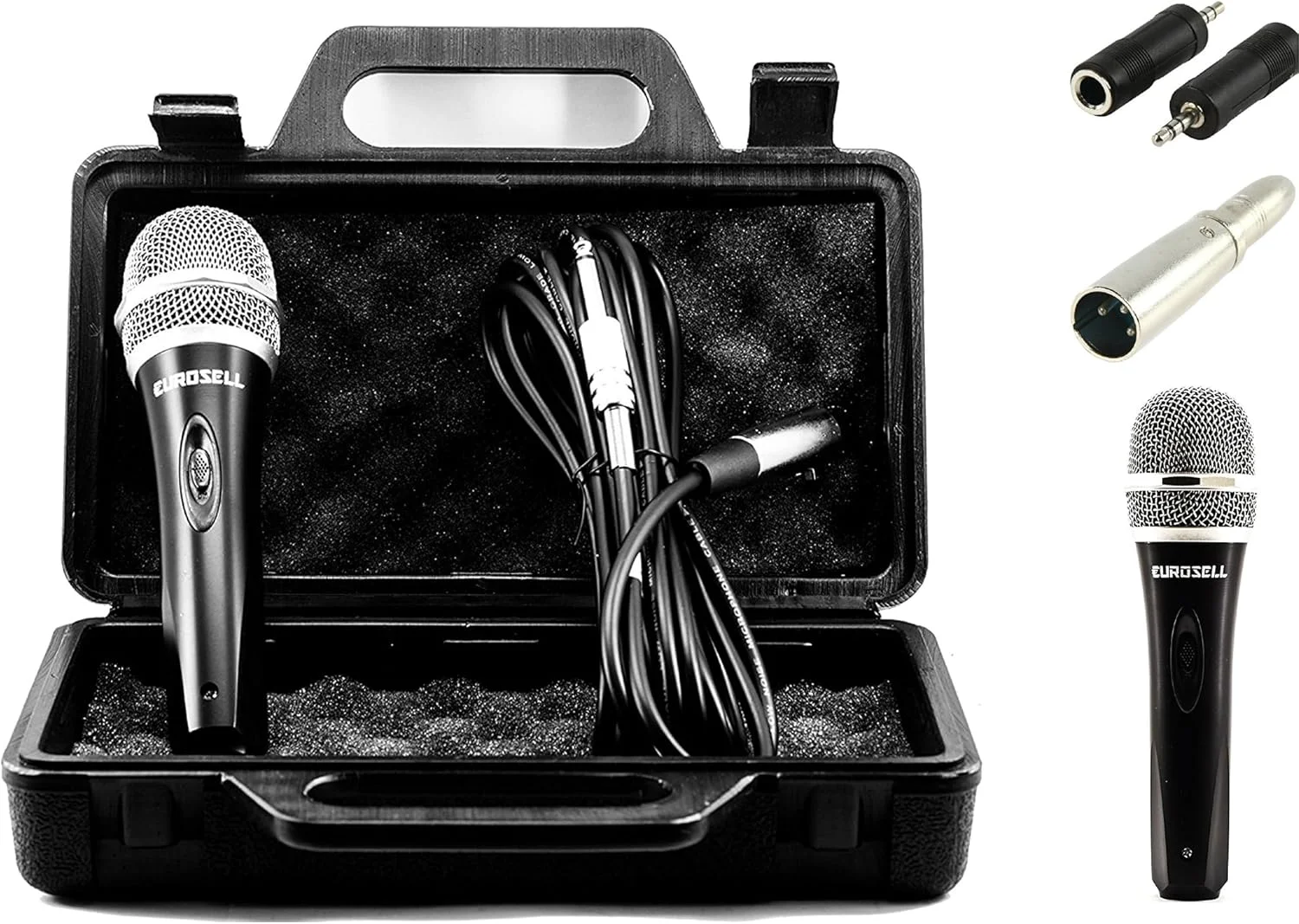 میکروفون داینامیک + کیف + کابل + آداپتور XLR به جک 6.35mm و 3.5mm میکروفون دستی یونیورسال