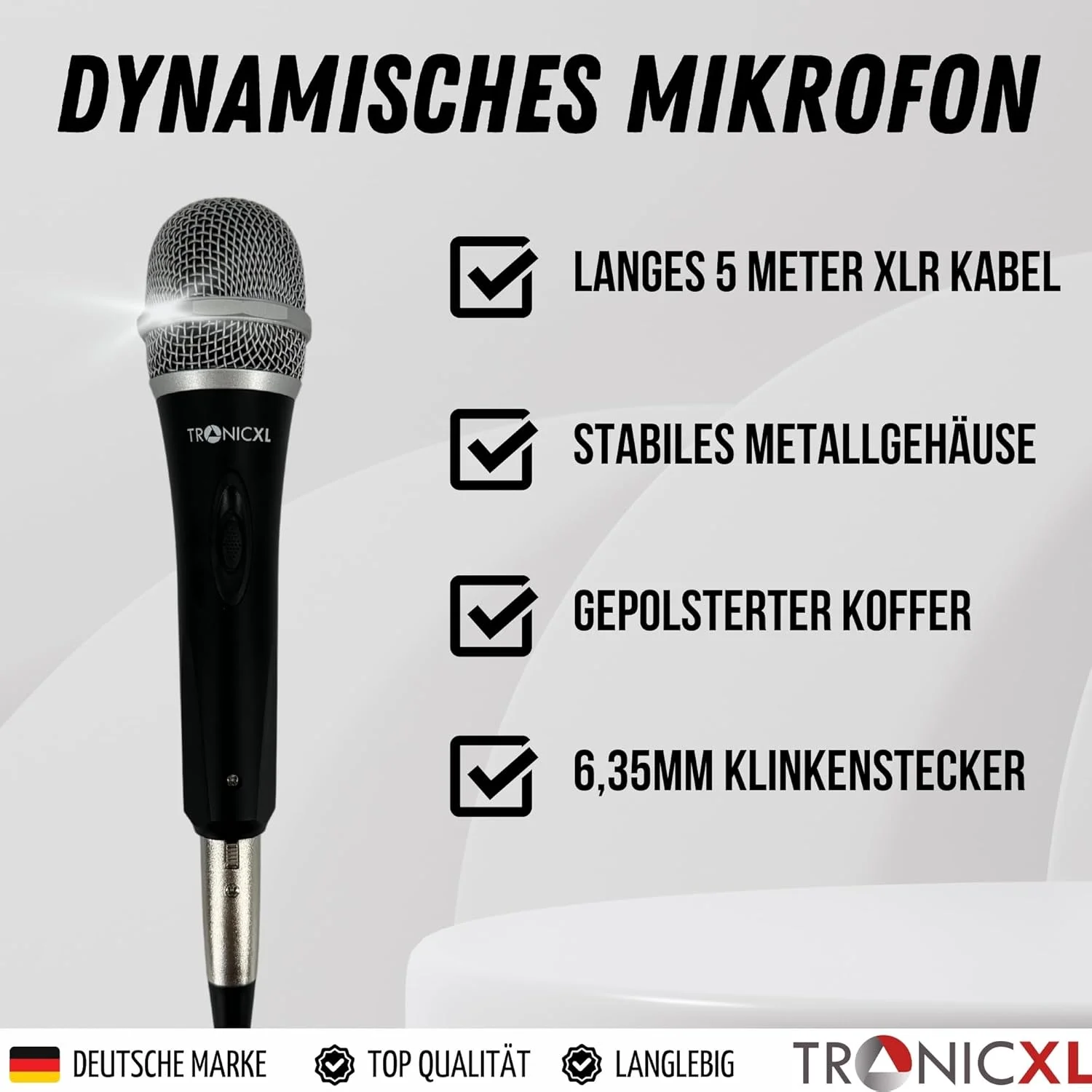 ست میکروفون داینامیک با کابل 5 متری و فیش 6.35 میلیمتری، میکروفون دستی یونیورسال برای آواز، اجرا، استیج، کارائوکه، عروسی و ضبط صدا (همراه با کیف) ست میکروفون داینامیک با کابل 5 متری و فیش 6.35 میلیمتری، میکروفون دستی یونیورسال برای آواز، اجرا، استیج، کارائوکه، عروسی و ضبط صدا (همراه با کیف)