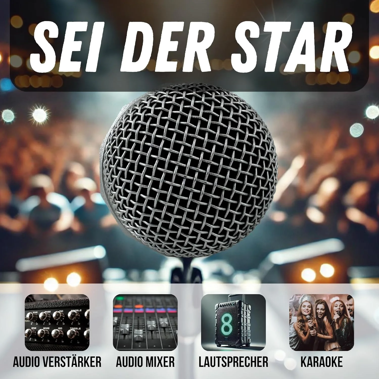 ست میکروفون داینامیک با کابل 5 متری و فیش 6.35 میلیمتری، میکروفون دستی یونیورسال برای آواز، اجرا، استیج، کارائوکه، عروسی و ضبط صدا (همراه با کیف) ست میکروفون داینامیک با کابل 5 متری و فیش 6.35 میلیمتری، میکروفون دستی یونیورسال برای آواز، اجرا، استیج، کارائوکه، عروسی و ضبط صدا (همراه با کیف)