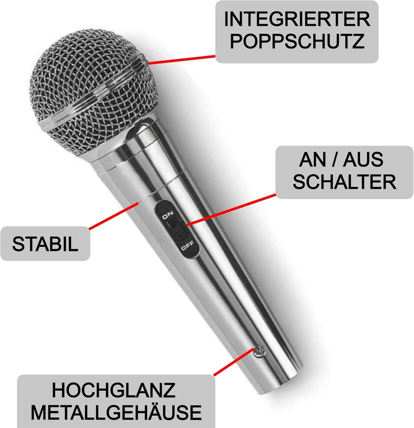 میکروفون داینامیک ممتاز - نقره ای - آواز و استیج + کابل 5 متری XRL به جک 6.35 میلی متری و جک 3.5 میلی متری میکروفون داینامیک ممتاز - نقره ای - آواز و استیج + کابل 5 متری XRL به جک 6.35 میلی متری و جک 3.5 میلی متری