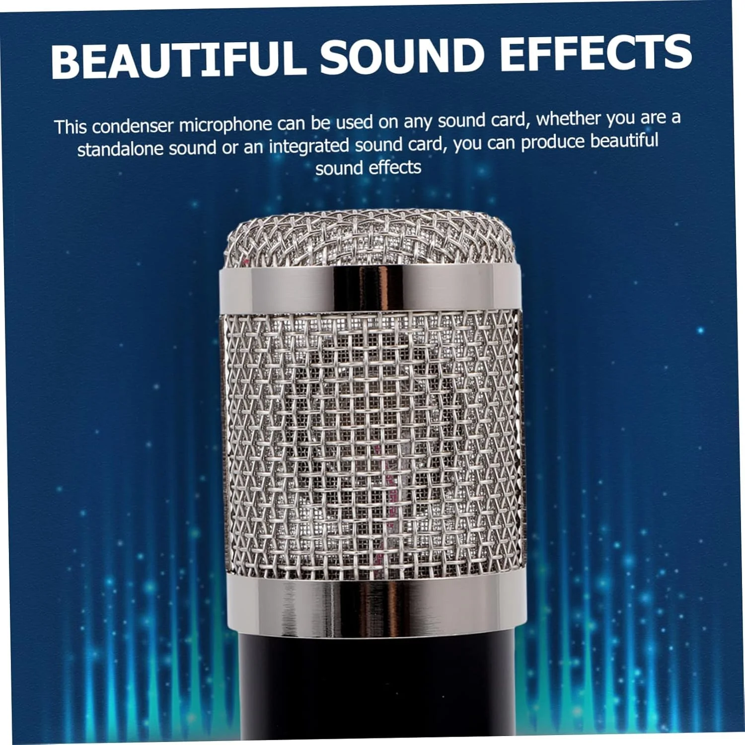 میکروفون خازنی فانتوم پاور، میکروفون چت سیمی برای کنفرانس ها و ضبط صدا، میکروفون سیمی بادوام مشکی با سر توری نقره ای، صدای حرفه ای