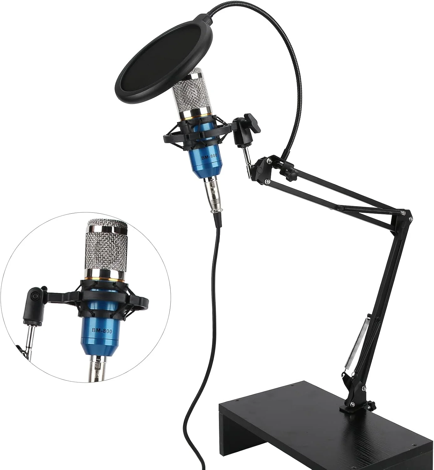 کیت میکروفون کاندنسر حرفه ای BM800 مدل RiToEasysports با بازوی انعطاف پذیر برای ضبط استودیویی (آبی + نقره ای) کیت میکروفون کاندنسر حرفه ای BM800 مدل RiToEasysports با بازوی انعطاف پذیر برای ضبط استودیویی (آبی + نقره ای)