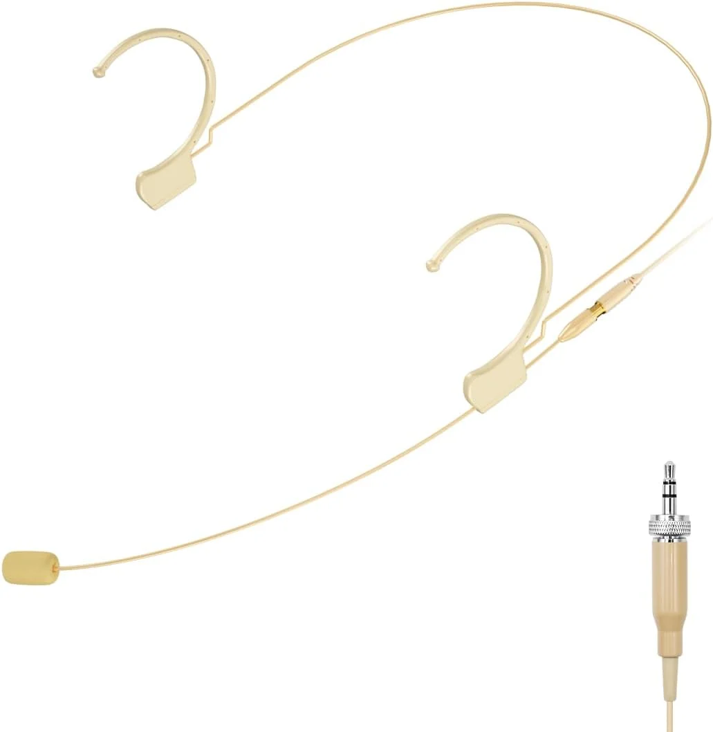 میکروفون هدست KIMAFUN، میکروفون کندانسور حرفه ای گوشی آویز، سازگار با سیستم بی سیم Senn_heiser، رنگ بژ، HC-810 C2 میکروفون هدست KIMAFUN، میکروفون کندانسور حرفه ای گوشی آویز، سازگار با سیستم بی سیم Senn_heiser، رنگ بژ، HC-810 C2