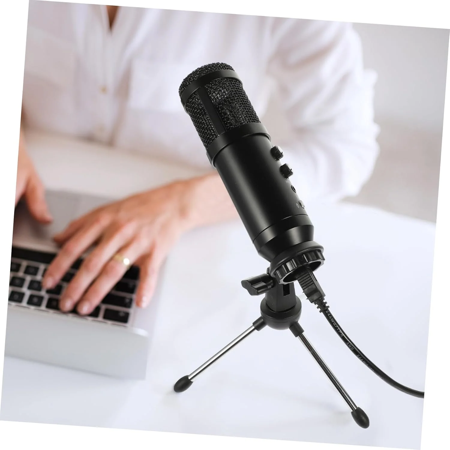 Toyvian 1 ست میکروفون USB میکروفون کنفرانسی میکروفون ضبط خازنی کیت میکروفون بسته نرم افزاری میکروفون ضبط حرفه ای میکروفون با سه پایه میکروفون خازنی فلزی