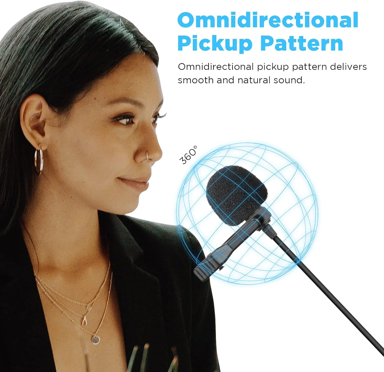 میکروفون یقه ای USB بویا BY-LM40، همه جهته، کندانسور، میکروفون گیره ای برای لپ تاپ، کامپیوتر، مک بوک، مناسب برای ضبط ویدیو، مصاحبه، اسکایپ