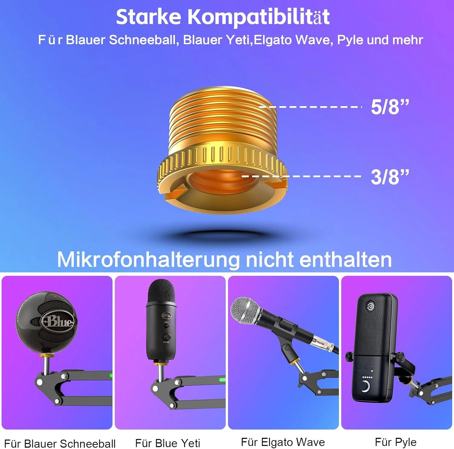 بازوی میکروفون ZealSound، پایه بازوی بوم قابل تنظیم برای HyperX QuadCast/Blue Yeti و میکروفون دستی، با گیره رومیزی مستحکم و آداپتور 3/8 اینچ به 5/8 اینچ - هدیه برای گیمرها و یوتیوبرها