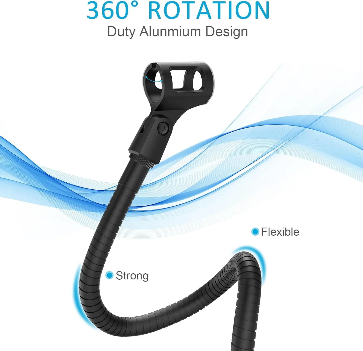 پایه بازوی میکروفون گردن غازی Zealsound، بازوی میکروفون قابل تنظیم گردن غازی با گیره میکروفون، آداپتور 3/8 اینچ به 5/8 اینچ، گیره رومیزی سنگین بهبود یافته، برای Blue Snowball, Ice, Spark, SoloCast، 13 اینچ