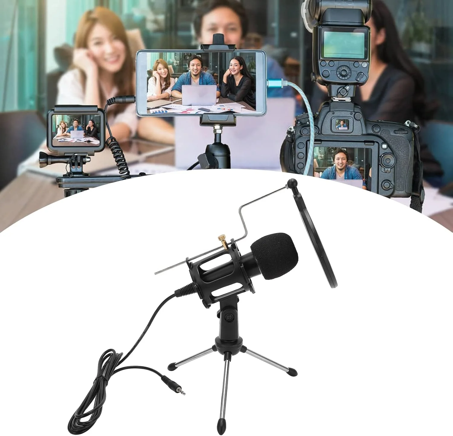 میکروفون صوتی کاردیوئید، میکروفون های کاندنسر USB کامپیوتر، مجموعه میکروفون ضبط پادکست با سه پایه تاشو برای استریم ضبط استودیو میکروفون صوتی کاردیوئید، میکروفون های کاندنسر USB کامپیوتر، مجموعه میکروفون ضبط پادکست با سه پایه تاشو برای استریم ضبط استودیو